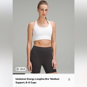 lululemon energy long line sports bra - size 4